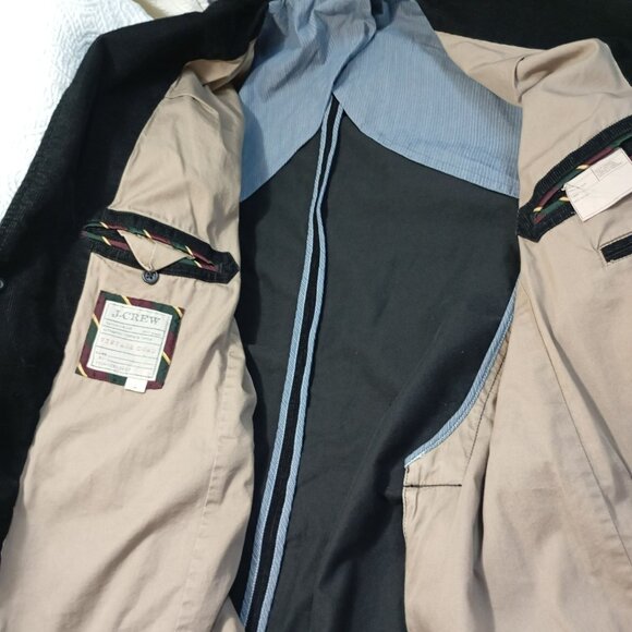 J. Crew Mens Corduroy Blazer Jacket Large Black Vintage Style - Picture 4 of 12